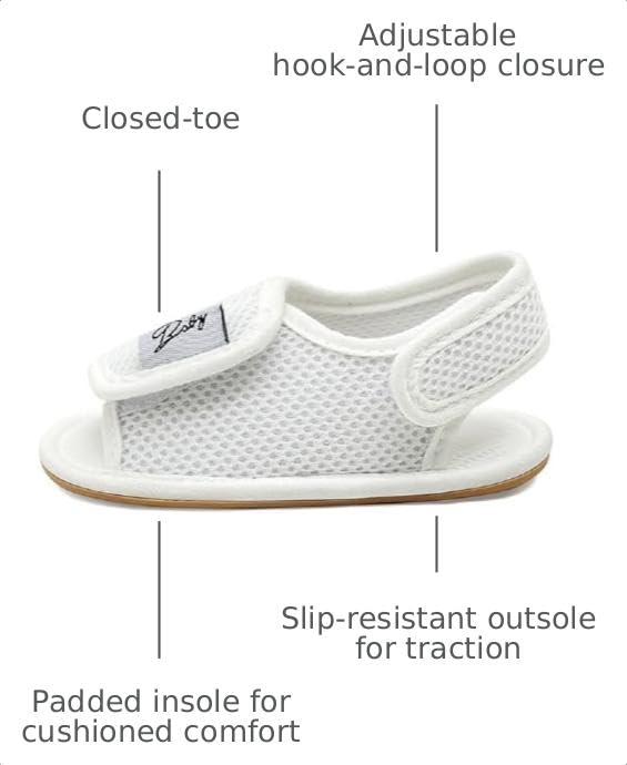 Image of RVROVIC Baby Boys Girls Sandals Premium Infant Summer Outdoor Shoes PU Lightweight Soft Anti-Slip Sole Toddler Prewalker
