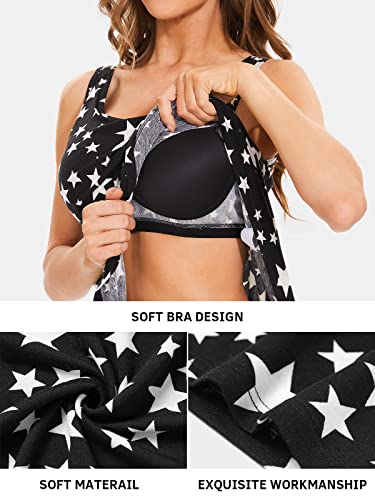 Image of Air Curvey Tank Tops for Women Build in Bra Casual Flowy Tank Pleated Loose Fit S-XXXXL
