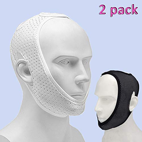 Anti Snoring Chin Strap for Cpap Users, Black & White Breathable Mesh My