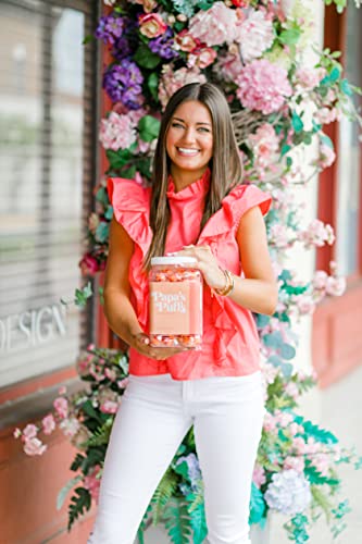 Papa's Puffs Georgia Peach Flavored Pure Sugar Candy - Individually Wrapped In Resealable Tub -- Fat-Free, Gluten-Free, Cholesterol-Free - Manufactured In The Usa #TOP4