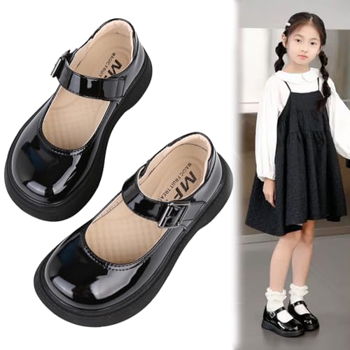 Girls Black School Uniform Dress Mary Jane Shoes Ballet Flats for Wedding Party Gift Church2