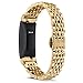 SHANGPULE Compatible with Fitbit Inspire HR/Inspire 2 / Inspire Bands, Stainless Steel Metal Replacement Wrist Band for Fitbit Inspire Women Man Large Small (Gold)