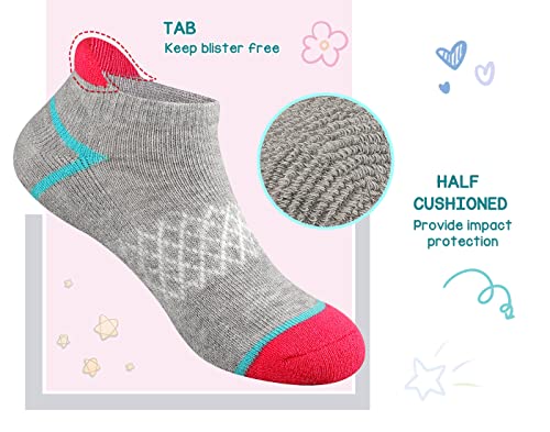 Comfoex Meninas 12 Pares de Meias, Meias Atléticas de Tornozelo, Meias Esportivas de Algodão com Sol