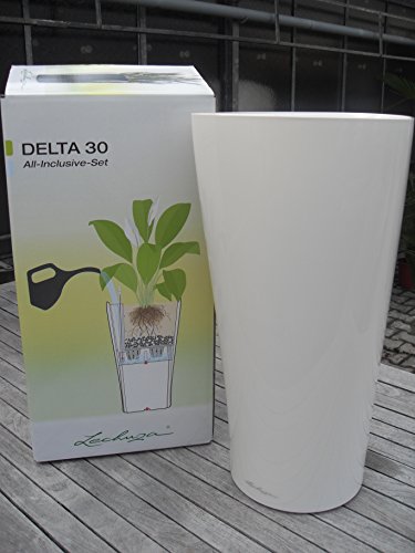 Lechuza – Pot de Fleurs d'Interieur – Premium Delta – Réserve d'Eau Intégrée – Coloris Blanc – 30 x 30 x 56 cm