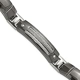 Sonia Jewels Real Titanium / 925 Sterling Silver Anodized Black Titanium Cable Link Bracelet 8'