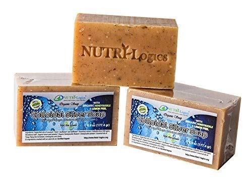 Extra Strength Colloidal Silver Soap Bar with Spring Fresh HOLISTIC Organic Honeysuckle & lemon, Strawberry Leaf Exfoliation, Helps Wash Away Germs and Viruses, no Residue (1 Bar) 6 oz
