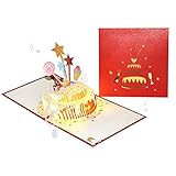 DORART Geburtstagskarte mit Musik & Licht, 3D Geburtstagskarte Pop Up, Geburtstagskarte Frau, Singende Geburtstagskarte Lustig, Glückwunschkarte für Mutter, Familie oder Freunde (Sternenkuchen)