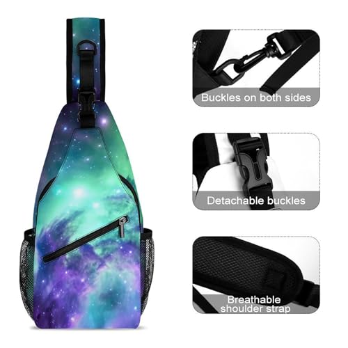 Mochila cruzada deportiva tipo sling Galaxy blanca unisex miniatura 3