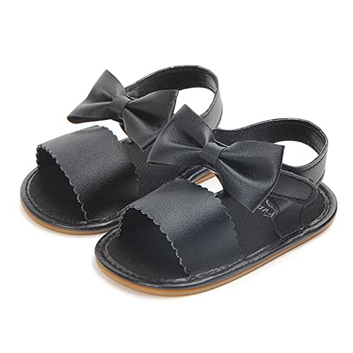 2025 Infant Baby Girls Flat Sandals Summer Soft Solid Anti Slip Bow Toddle Girls Walking Sandals Trendy2