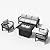 LayinSun Aluminum Furniture Set with Fire Pit Table, 4 Pieces Patio Sectional Conversation Chat Sofa Modern Seating Set