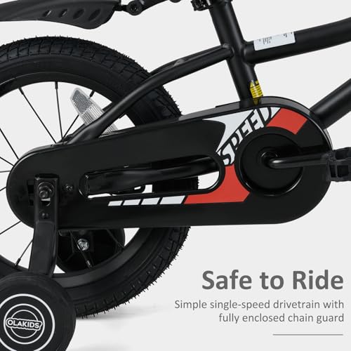 Image of Olakids Kids Bike, 12 14 16 18 Inch Toddlers Bike with Training Wheels Basket Adjustable Seat and Handlebar, Handbrake and Coaster Brake, Children's Bicycle for Boys Girls 3-8 Years Old