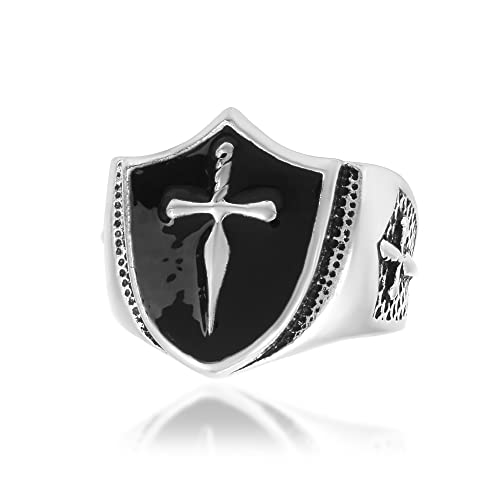Image of Memoir Oxidised Brass Sword on Shield design Fashion Fingerring Men (ORRI5438)