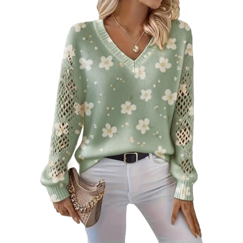 Womens Fall Fashion Sweater Fashion Hollow Out Womens Pullover Sweaters Long Sleeve V Neck Casual Pullover Outfit