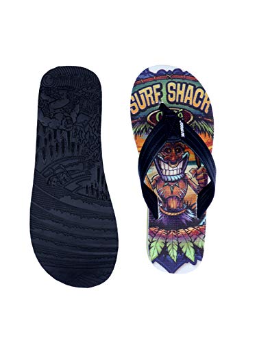 Image of SOLETHREADS SURF SHACK | Comfortable | Digital Print | Cool | Chill | Colourful | Beach | Sketch | Flip Flops for Men