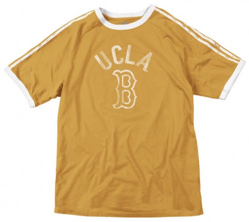 UCLA Bruins Vintage T-Shirt: adidas Gold Retro 3 Stripe NCAA Raglan T-Shirt