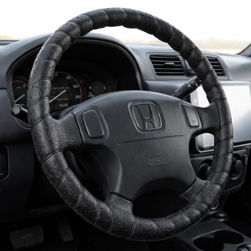 FINOO Black Lace-On Steering Wheel Cover, 14–15 Inch Universal Fit, Retro Classic Style for Cars Trucks SUVs, Stretch Grip,Accessory Auto Vehicle, DIY Install