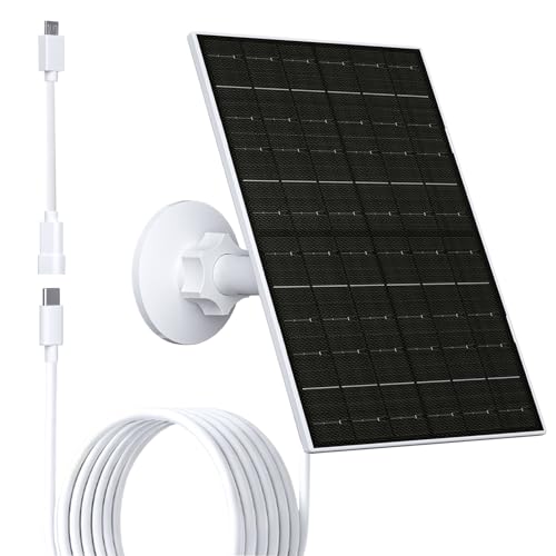 Image of FUTUREZEN Solar Panel for Security Camera, 6W Micro USB & USB-C Solar Charger Compatible with 5V Rechargeable Battery Cameras, IP66 Waterproof, 360° Adjustable Mount, 9.8ft Cable (1 Pack, White)