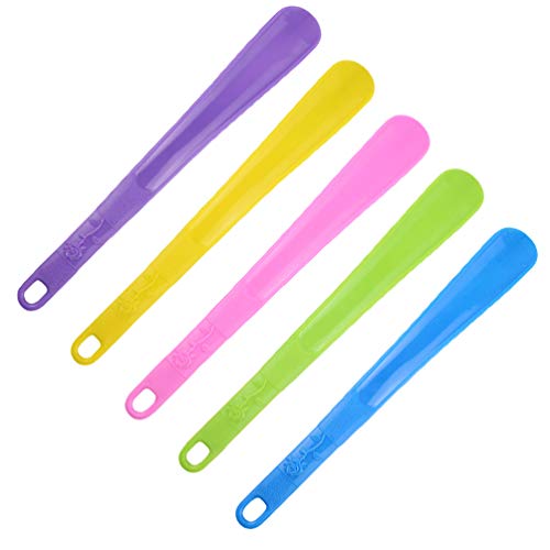 Heallily Beavorty 5Pcs Shoe Helper Plastic Shoe Horn Shoe Lifting Helper For Men Women Seniors Pregnancy Elderly Home Travel Use (5 Colors) #TOP21