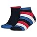 Produktbild Tommy Hilfiger Jungen Socken TH KIDS BASIC STRIPE QUARTER, 2er Pack, Gestreift, Gr. 35 (Herstellergröße: 35-38), Blau (midnight blue 563)