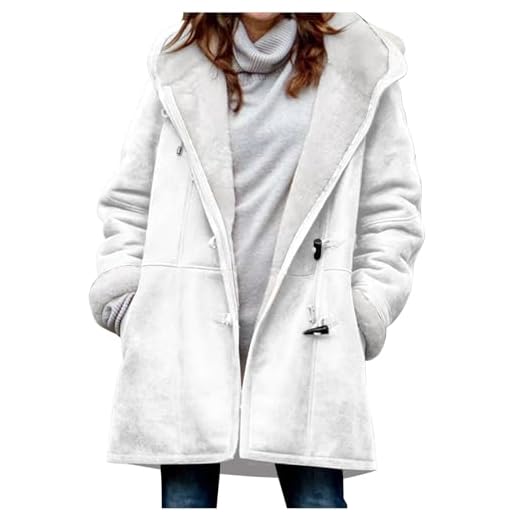 Manteau Femme Hiver en Laine Veste Chaude d'hiver pour Femmes Manteau à Capuche Hiver éPaissir Parka Polaire Chaude en Peluche Blousons avec Fermeture à Glissière et Bouton Doudoune Veste