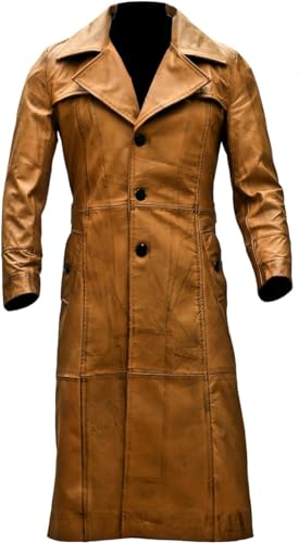 Men’s Brown Lambskin Leather Trench Coat – Full-Length Belted Overcoat | Handcrafted Duster Jacket4