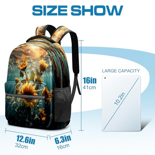 Laptop Backpacks 15.6 Inch College Backpack Travel Daypack Large Backpacks for Women Man, Sunflower Underwater (1)4