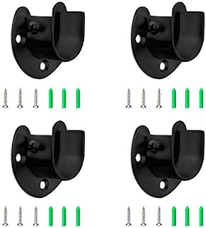 Closet Pole Sockets 4pcs Stainless Steel U Shaped Flange Socket 25mm 32mm Heavy Duty Closet Rod End Supports Flange Rod Holder with Screws for Shower Curtain Rod (25mm, Black)