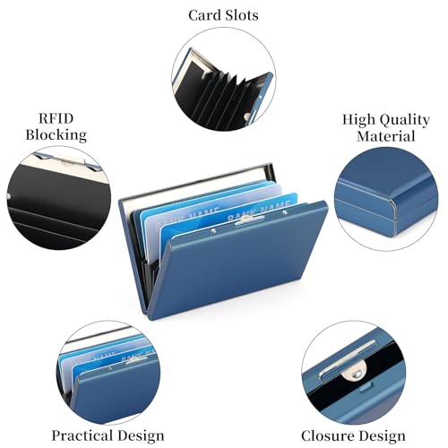 Image of Stainless Steel Credit Card Wallet RFID Blocking Metal Case Pocket Business Card Holder for Women and Men