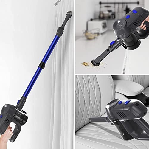 LACIDOLL Cordless Lightweight Wet Dry Stick Vacuum Cleaner and Mop for for Pet Hair Powerful Suction 2 in 1 Handheld Vac for Hard Floors, Retractable Battery, Dark Blue