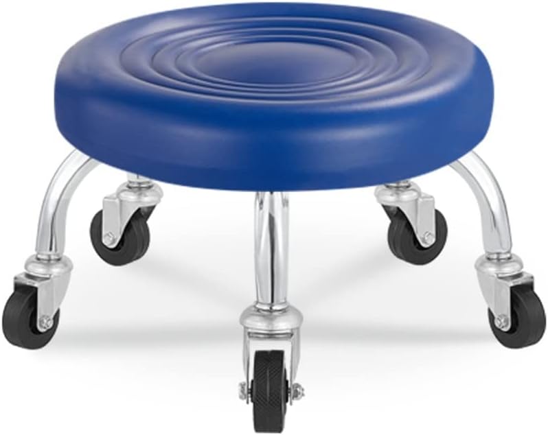 Rotating Low Stool Low Rolling Stool, Rolling Garage Seat, Smooth Ball Wheel Bearing Casters, Pu Leather Low Roller Seat Stool Chair, Rolling Seat Stool for Home Office Garage Shop