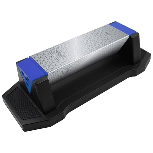 Faithfull Diamond Sharpening Stone Kit – Triangular Whetstone 400/1000 / 1200 Grit, Knife & Tool Sharpener with Non-Slip Base, Wet or Dry Use