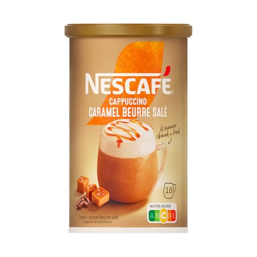 NESCAFE Cappuccino Caramel Beurre Salé - Café Soluble Instantané - Grains Arabica & Robusta - Boîte En Papier De 261 g