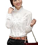 Aro Lora Women's Long Sleeve Lotus Ruffled Casual Shirt Blouse XX-Large White