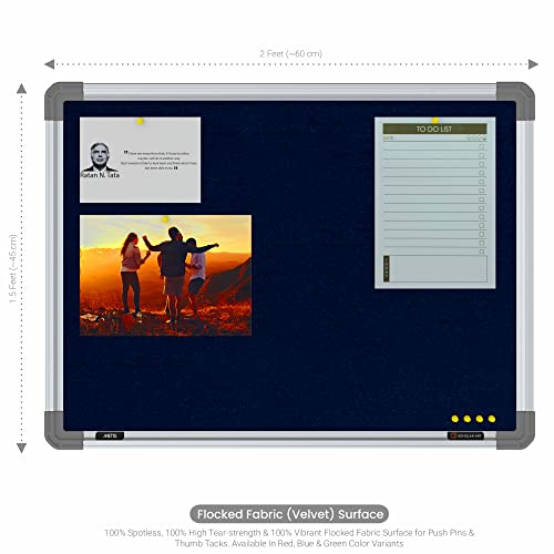 Image of Scholar Art Metis 1.5x2 Feet Fabric Pin-up Notice Board for Study Room & Wall | High Strength Velvet Cloth + High Density Soft Board for Pinning Photos, Sticky Notes & Reminders (Dark Blue)