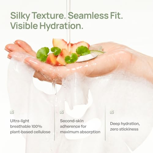Image of PLANTIFIQUE Korean Sheet Mask 5 Pack Variety Set - Hydrating Face Masks with Hyaluronic Acid - Soothing, Firming, Even Toning - Mascarillas Faciales