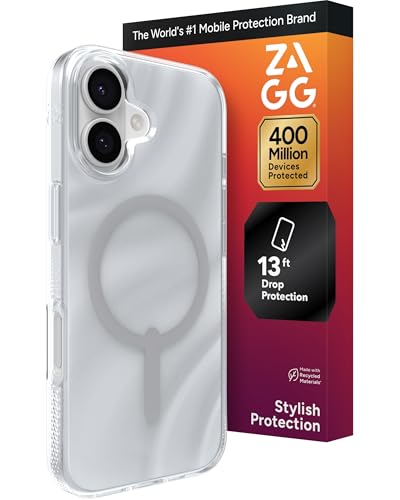 Coque iPhone 17 ZAGG Milan argent scintillant compatible MagSafe