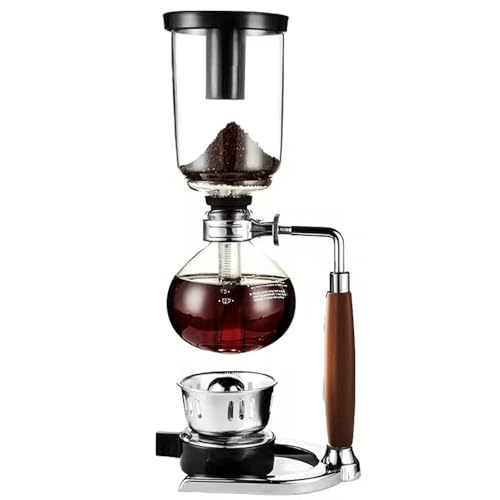 TAMUME Cafetera de sifón rústico con mango de madera de 5 tazas Imagen de TAMUME Cafetera de sifón rústico con mango de madera de 5 tazas