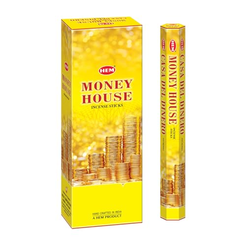 Hem Money House Incense Sticks (120 Sticks, 6 Boxes Inside) - 9 Inches Long, 20g per Box - Attract Positive Energy and Abundance Into Your Life.