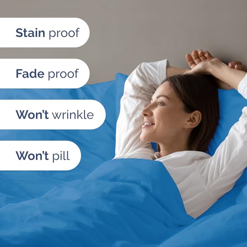 Image of Duvet Cover Full Size - Soft 3 Piece Set with Zipper Closure - Denim Blue | Extra Soft Full Duvet Cover 80 inch x 90 inch with 2 Pillow Shams, Hotel Luxury w / Zipper Closures & Ties, Comfy & Breathable, Comfy