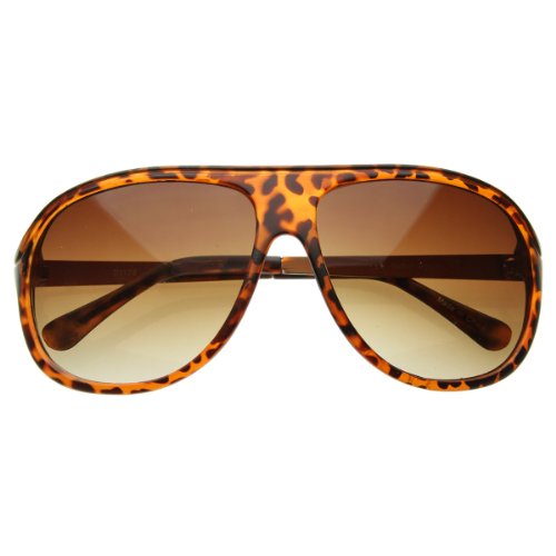 zeroUV Flat Top Classic Retro Plastic Aviator Sunglasses (Matte Tortoise)2