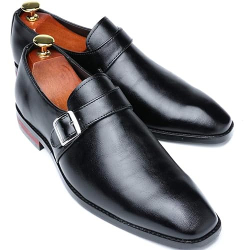 Men's Dress Shoes – Slip-On Leather Monk Strap Smoking Fashion Classic Vintage Loafers4