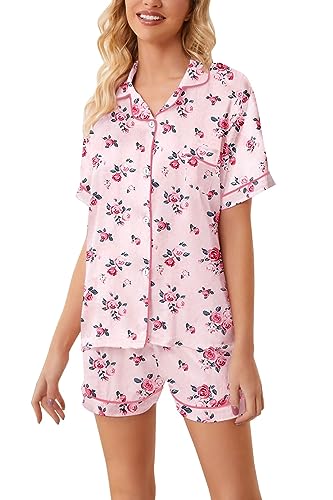 Image of Girls & Womens Satin Pajamas Set, Silk Button-Down Sleepwear 2 Piece Nightwear, 3 Years - Women XXL