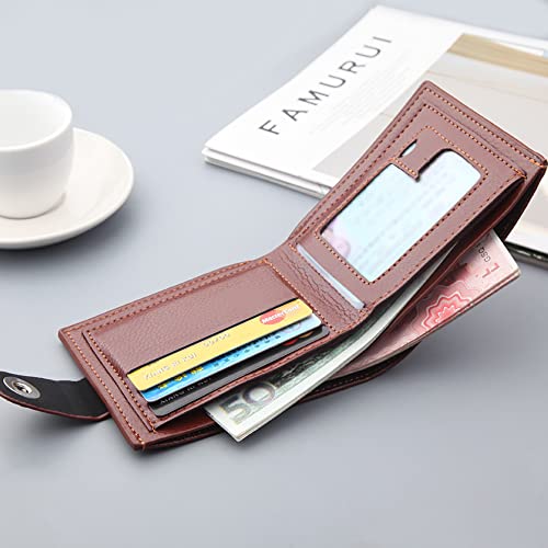 Image of Slim Wallet for Men with Coin Purse, Minimalist Wallet with Zipper, Bifold Mens Wallets with Credit Card Holder, PU Leather Men's Wallet with Money Clip, Carteras Para Hombres (BUCKLE BROWN)