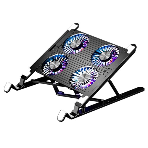 MIAOLLUN Laptop Cooling Pad, RGB Lights Laptop Cooler 4 Quiet Fans for 11-17.3 Inch Laptops, 7 Height Stands, Adjustable Fan Speed, USB Port Powered, Desk Or Lap Use