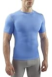 Sub Sports Herren Dual Kompressionsshirt Funktionswäsche Base Layer Kurzarm, Himmelblau, S