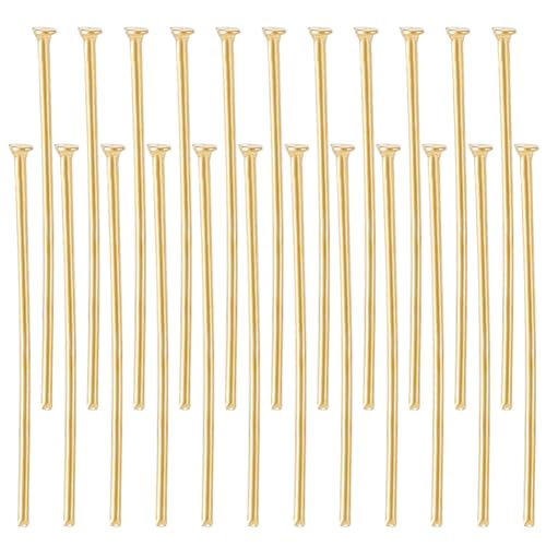 Beebeecraft 1 Box 200Pcs 25mm Flat Headpins 16K Gold Plated Stainless Steel Flat Head Jewelry Making Pins 21 Gauge Bendable Wire Pin for Jewellery Earring DIY Craft Head: 1.5mm