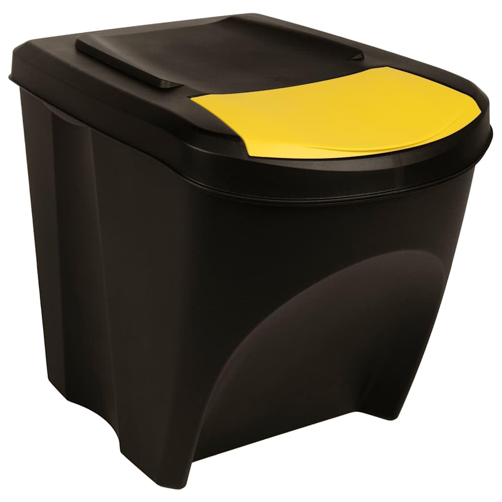 Stapelbare Mülleimer 3er Set 75 L für Mülltrennung, Anthrazit Recycling-System Abfalltrennsystem für Küche und Büro