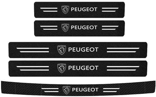 Protection Seuil De Porte En Fibre De Carbone Pour Peugeot 2008 (2019-2023) - 5 Pièces Avec Logo
