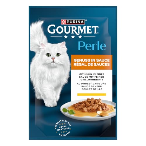 GOURMET Perle Genuss in Sauce, Katzenfutter nass, mit Huhn, 26 x 85g