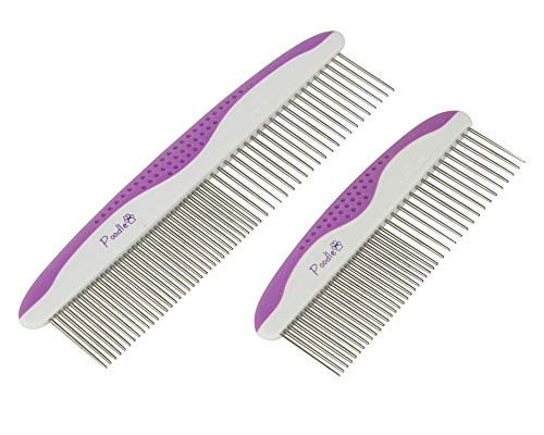 Poodle Pet Dog Combs for Grooming | 2 Pack | Stainless Steel Teeth